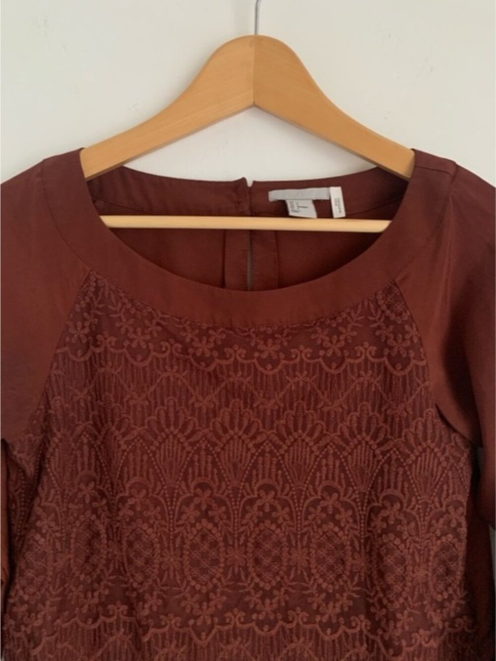 H&M Brown Lace Overlay Blouse - Picture 4 of 7
